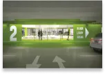 An artist rendering of the inside of the carpark